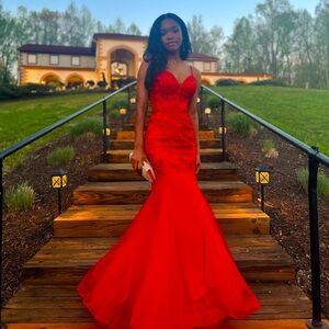 Size 2 red mermaid style prom gown